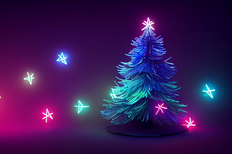 Neon Christmas Tree Background Image