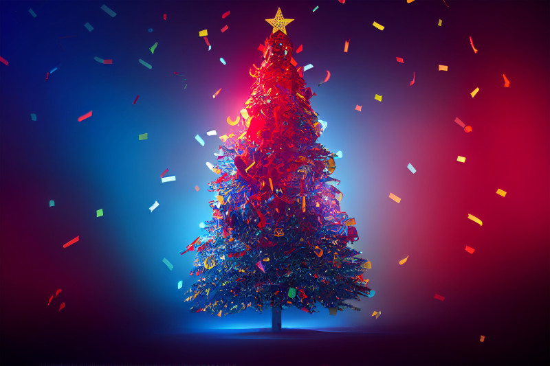 Neon Christmas Tree Background