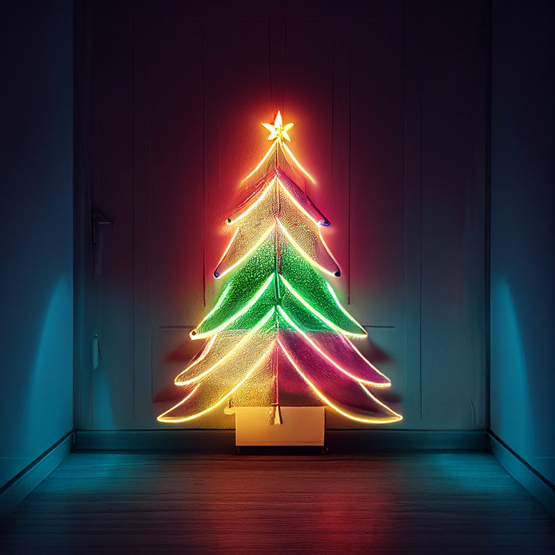 Neon Christmas Tree Background