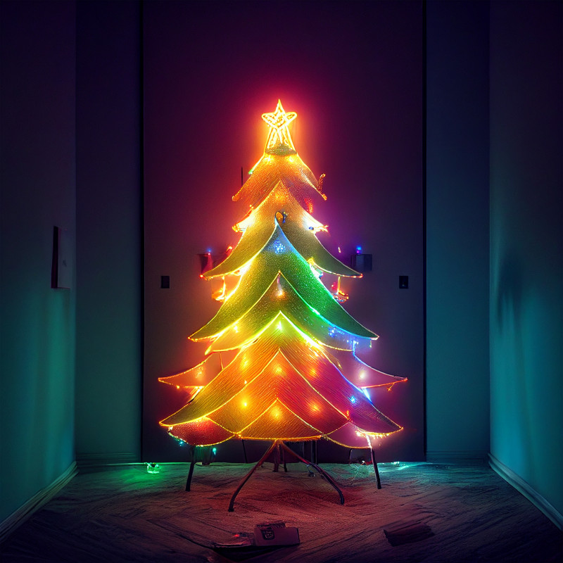 Neon Christmas Tree Background Image