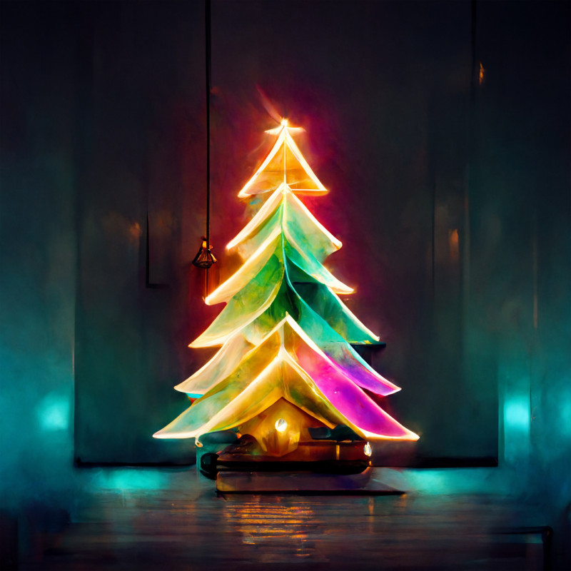 Neon Christmas Tree Background Image