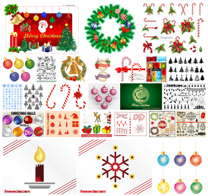 Unleash Your Creativity: 25 Christmas Decoration Elements for Stunning Greeting Cards – Free and Premium Vector Resources