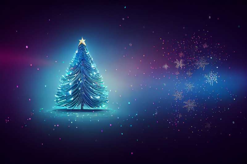 Neon Christmas Tree Greeting Card Background Image