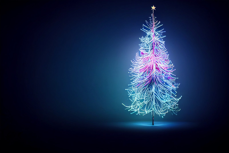 Neon Christmas Tree Greeting Card Background