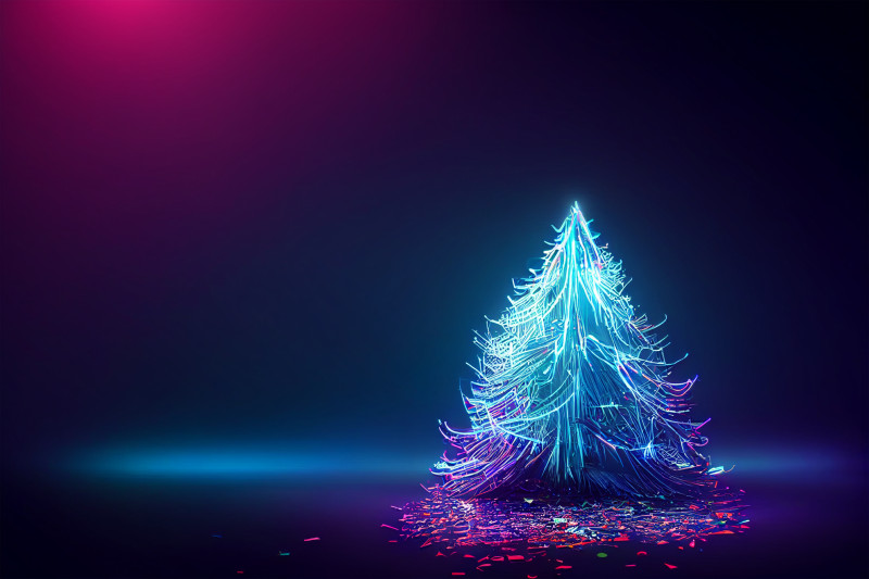 Neon Christmas Tree Greeting Card Background Image