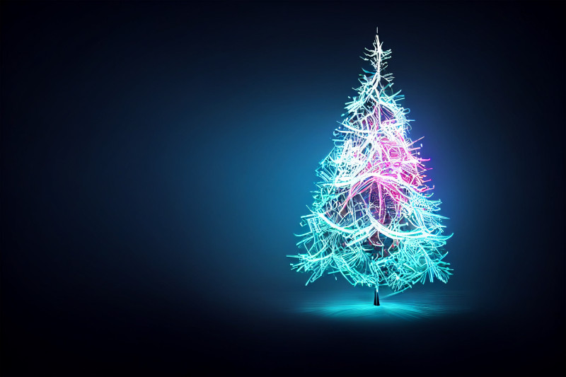 Neon Christmas Tree Greeting Card Background Image