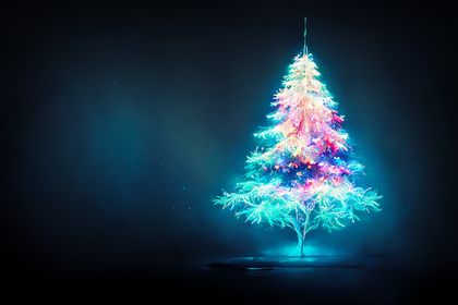 Neon Christmas Tree Greeting Card Background