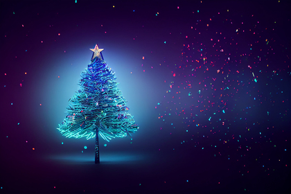 Neon Christmas Tree Greeting Card Background Image