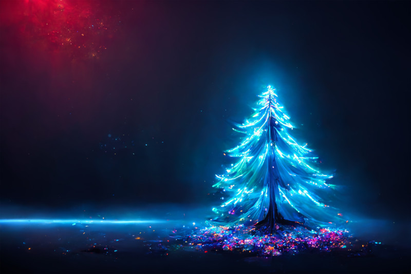 Neon Christmas Tree Greeting Card Background