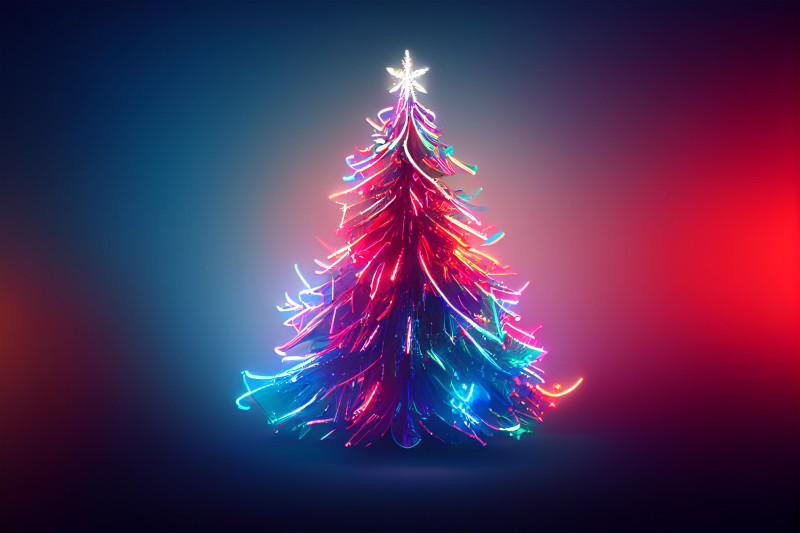 Neon Christmas Tree Greeting Card Background Image