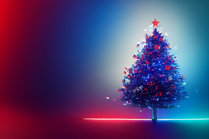Neon Christmas Tree Greeting Card Background