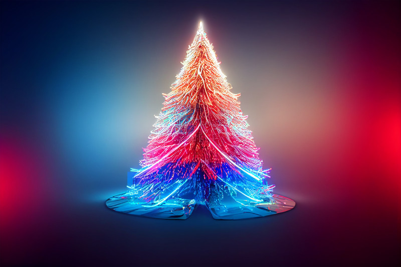 Neon Christmas Tree Greeting Card Background