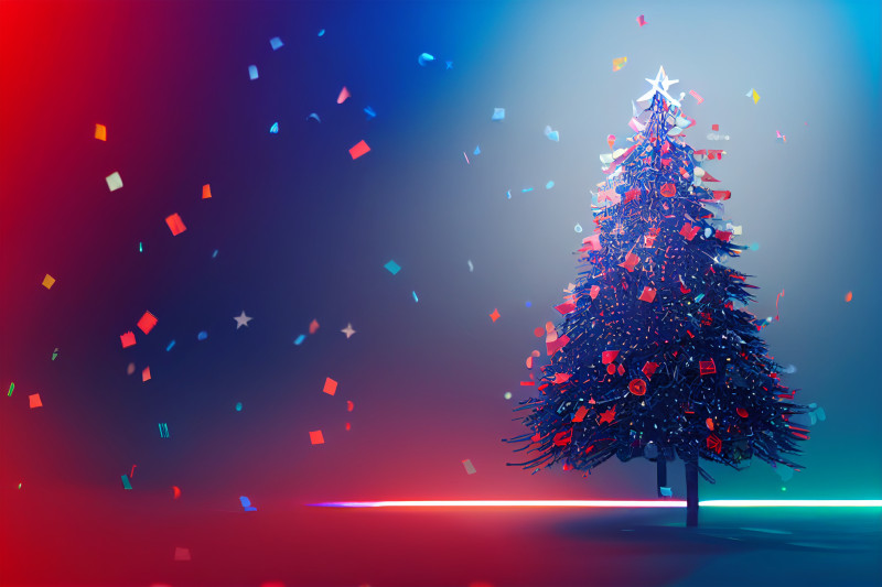 Neon Christmas Tree Greeting Card Background