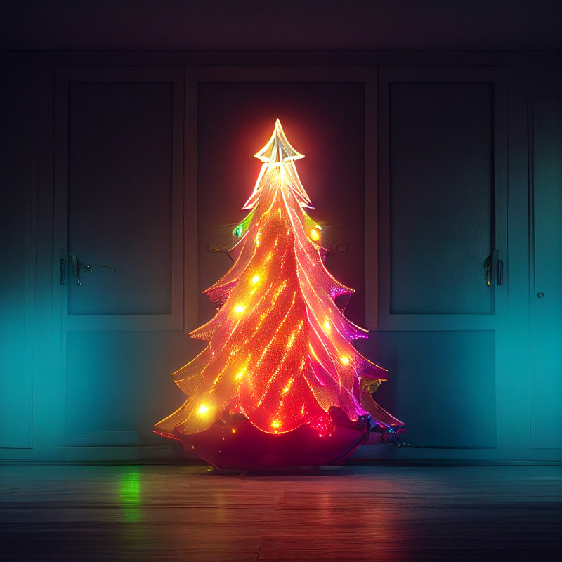 Neon Christmas Tree Greeting Card Background Image