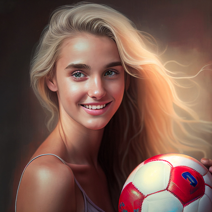 Young Beautiful Woman Holding Football