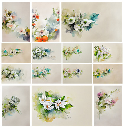 Discover the Charm: 14 Free Watercolor Flowers on Beige Background
