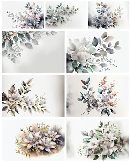 Captivating Watercolor Silver Flower Backgrounds for Your Projects