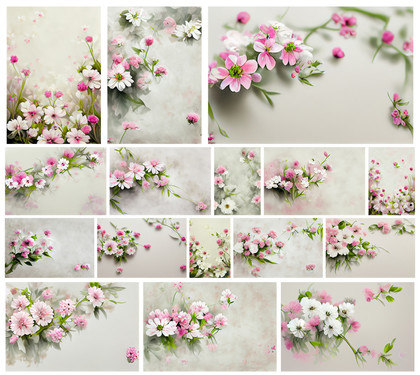 Blooming Elegance: Pink and White Flower Illustrations for Special Moments