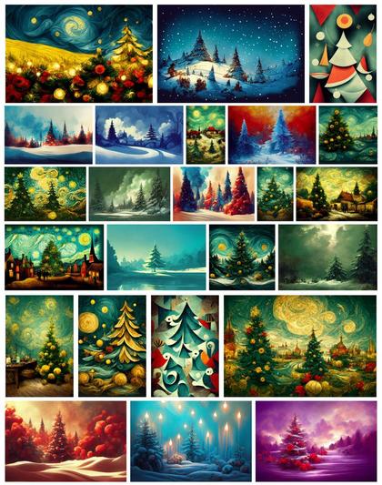Captivating Christmas Canvases: 25 Artist-Styled Backgrounds for Your Festive Creations