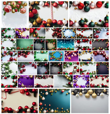 Radiant Festivity: 40 Enchanting Christmas Card Backgrounds with Festive Ball Ornaments