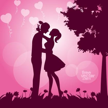 Couple in Love Silhouette Vector Image
