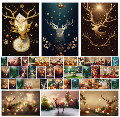 Enchanting Christmas Elegance: 40 Ready-to-Print Backgrounds for Your Holiday Greetings