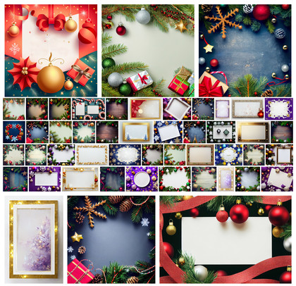 Enhance Your Festive Creations: 50 Christmas Frame Backgrounds with High Resolution JPG Images