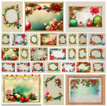 Embrace Festive Elegance: 28 Free High-Resolution Watercolor Christmas Frame Designs for Your Holiday Creations