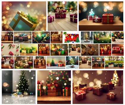 Festive Splendor Unveiled: 30 Christmas Gift Box Designs on a Charming Wooden and Marble Floor