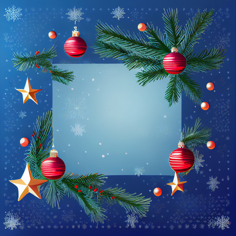 Blue Christmas Frame Background
