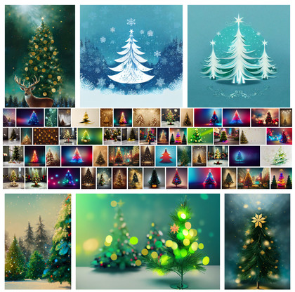 Embrace the Magic: 60 High-Res Christmas Tree Backgrounds with Ball Ornaments and Snowflakes – Your Ultimate Winter Design Resource