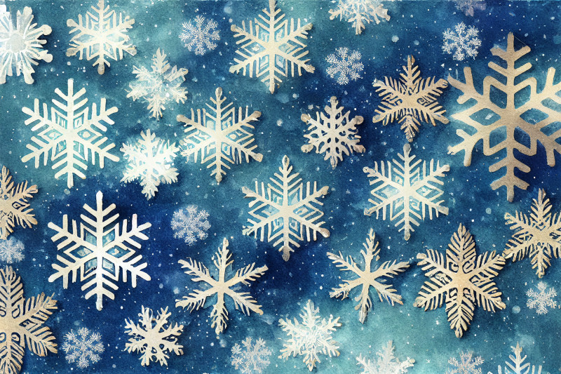 Watercolor Christmas Snowflake Background