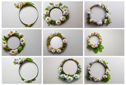 Nature’s Embrace: Flower Wreath with Green Leaves – Free High-Resolution Print Ready Design