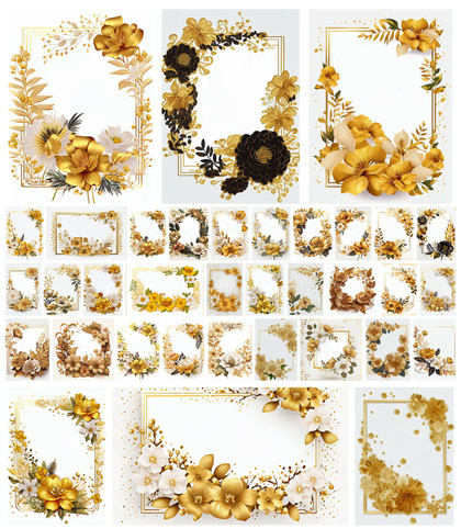 Discover 35 Shimmering Gold Flower Frame Free Images – Space for Text