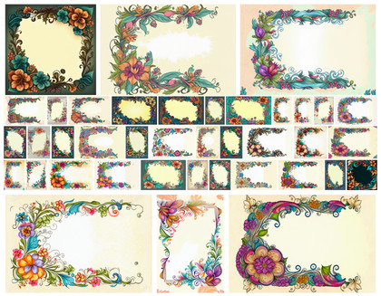 Crafted in Color: 39 Hand-Drawn Colorful Flower Frames for Your Designs
