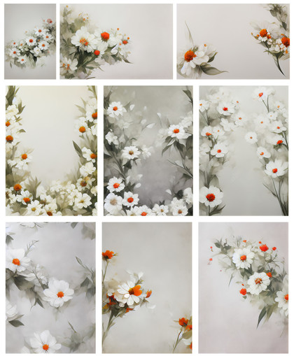 Blossoms of Elegance: Free Orange and White Flower Card Backgrounds for Your Designs