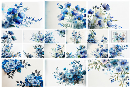 Azure Artistry: Watercolor Blue Flower Backgrounds Revealed