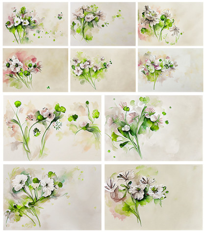 Captivating Contrast: Green & White Flowers on Beige