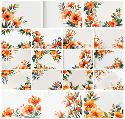 Crafting Moments: 18 Watercolor Orange Flower Card Backgrounds