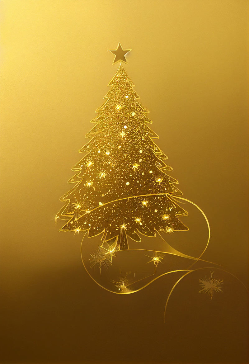 Gold Christmas Tree Background Image