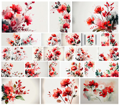 26 Watercolor Red Flower Backgrounds: Elevate Your Designs with Stunning Royalty-Free Resources