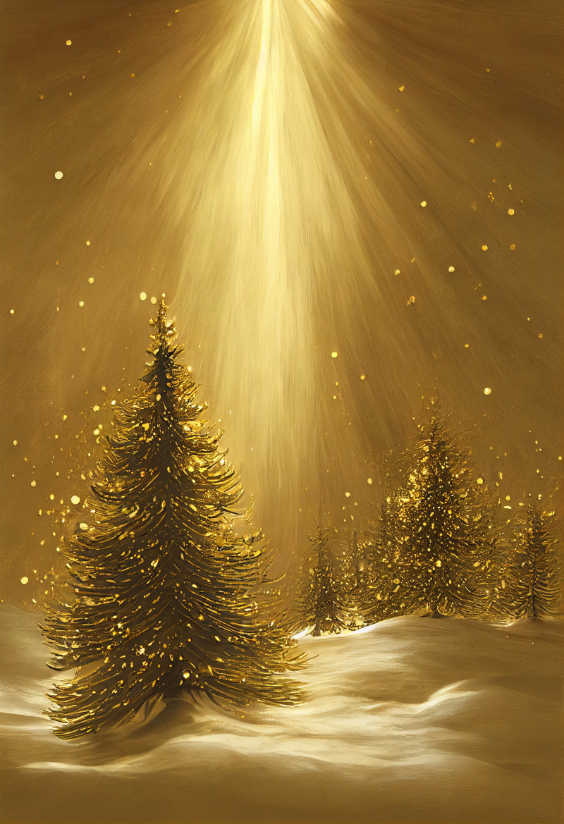 Gold Christmas Tree Background Image