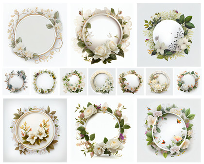 Enchanting White Flower Circle Frames: 13 Free High-Resolution Designs