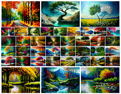 Embrace the Beauty of the Outdoors: 40 Breathtaking Nature Impasto Oil Paintings – Free High-Resolution JPGs