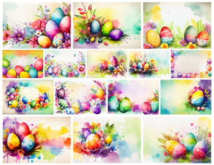 Artistic Elegance: Watercolor Easter Card Backgrounds