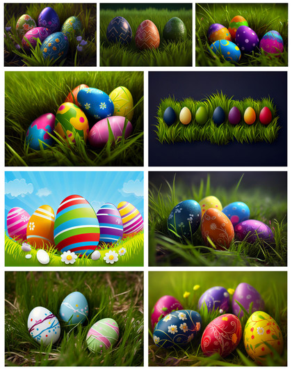 An Easter Spectacle: Colorful Eggs Nestled in Grass