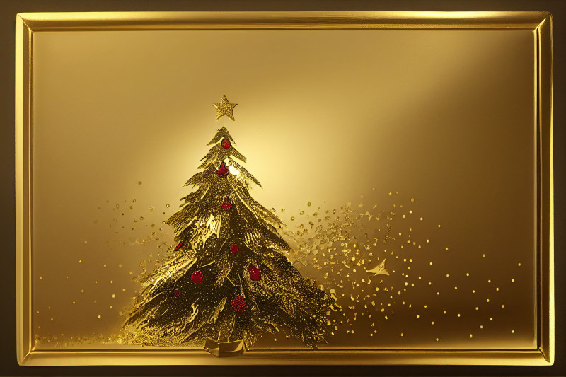 Gold Christmas Tree Greeting Card Background