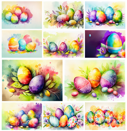 A Watercolor Easter: Colorful Egg Backgrounds