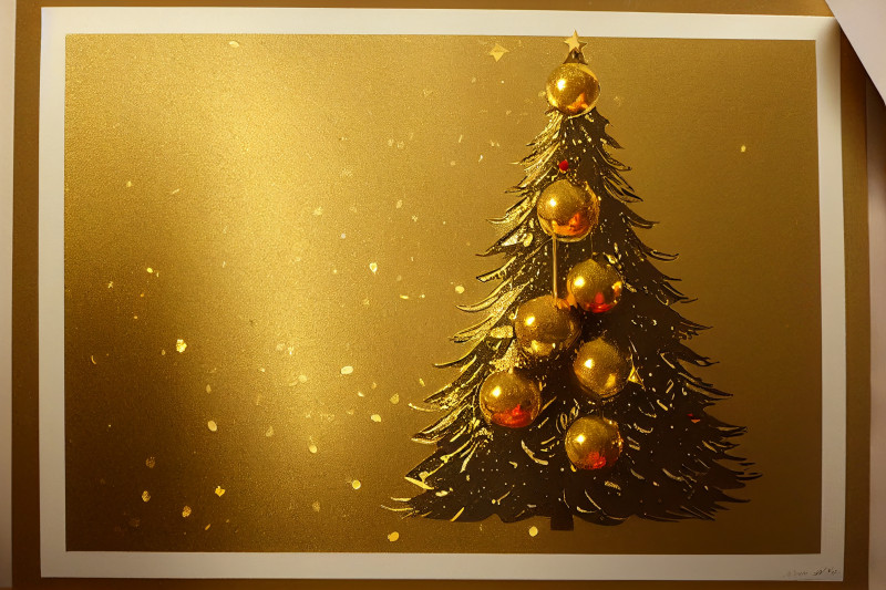 Gold Christmas Tree Greeting Card Background Image