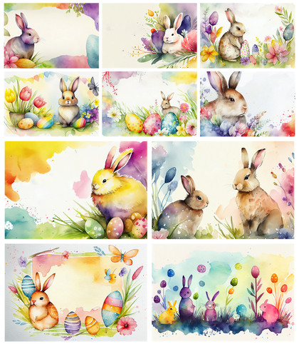Whimsical Watercolor: Easter Bunny Backgrounds